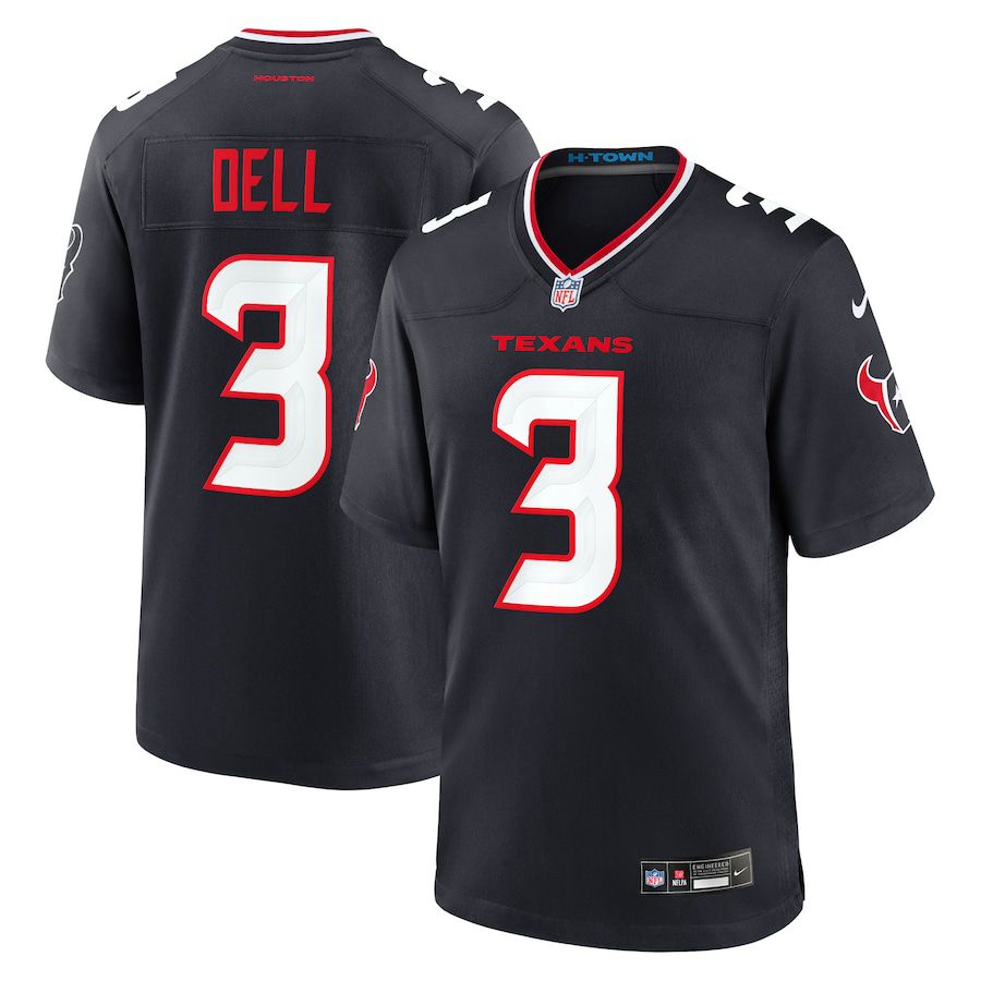 Men Houston Texans #3 Tank Dell Nike Navy Game NFL Jersey-0